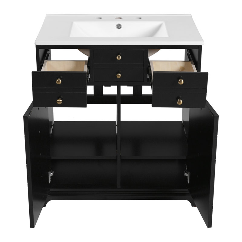 30" Bathroom Vanity with Ceramic Sink Combo