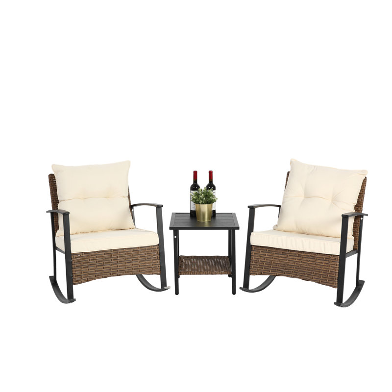 Ensemble de chaises berçantes en osier pour l'extérieur, ensemble de 2 chaises berçantes de patio, ensemble de meubles de patio