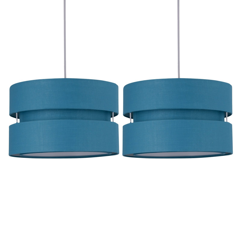 19cm H Cotton Drum Pendant Shade ( Uno ), Teal