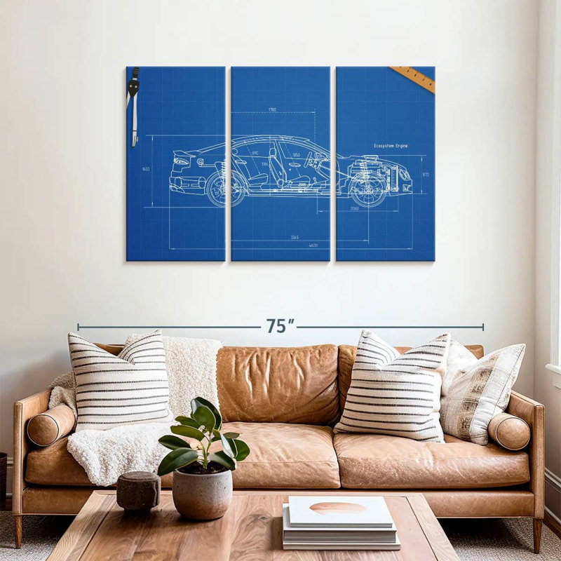Car Blueprint, 36" H x 57" W