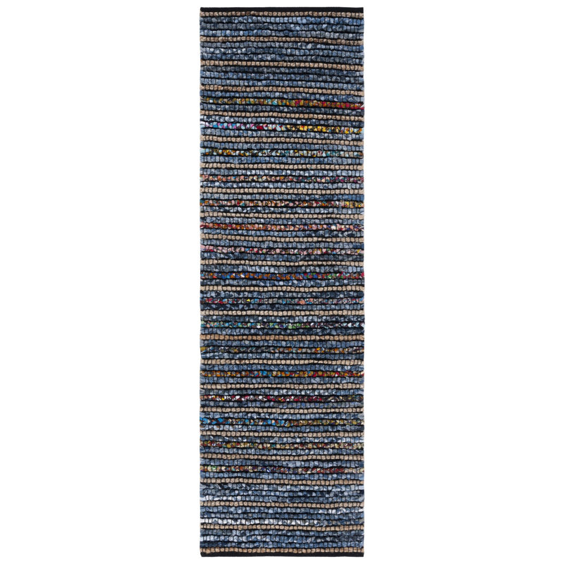 Deshong Hand Woven 0.7 Cotton 0.3 Jute Striped Rug, Runner 2'3" x 8'