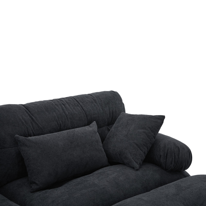 Canapé modulaire en forme de U avec 2 repose-pieds, Noir
