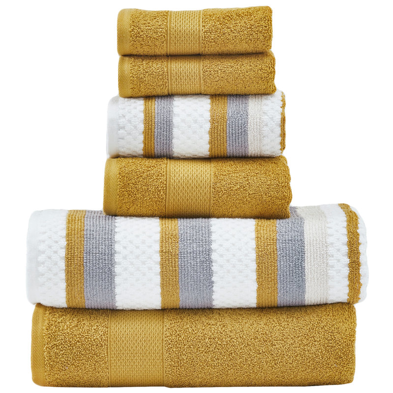 Modern Threads Pax 6-Piece Reversible Yarn Dyed Jacquard Towel Set - Bath Towels, Hand Towels, & Washcloths - Super Absorbent & Quick Dry