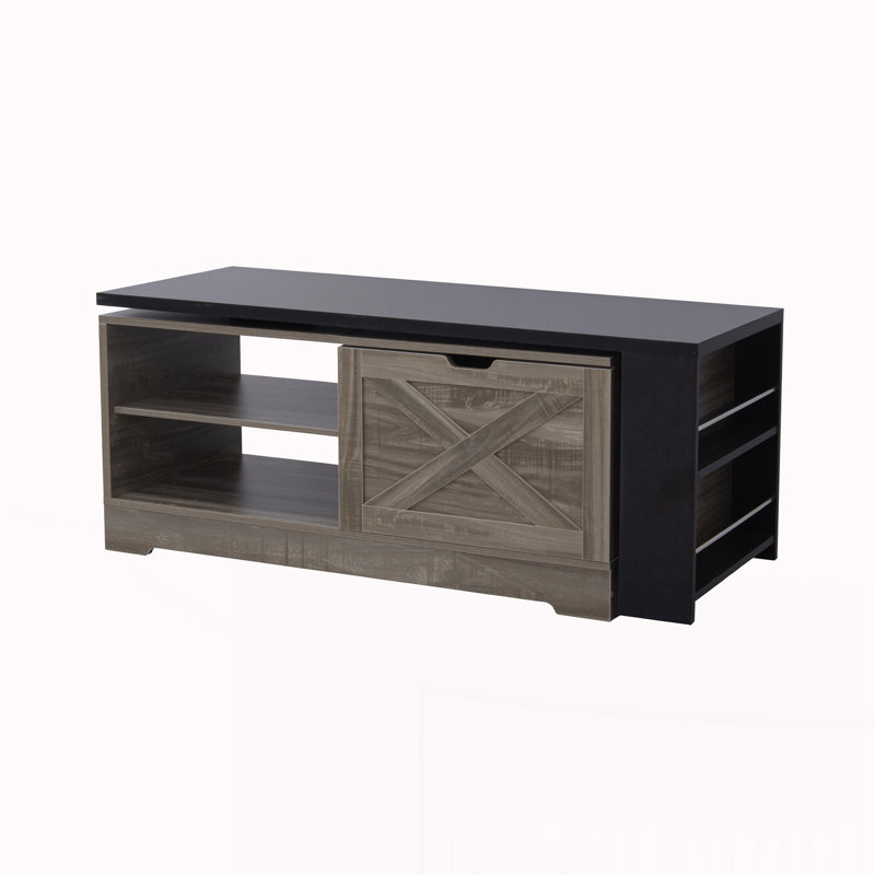 Table basse à plateau relevable avec portes de grange, Brun