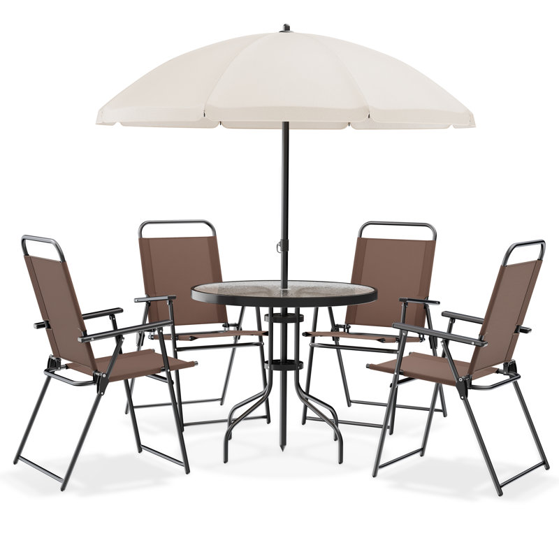 Ensemble repas d'extérieur pour 4 personnes Ashlene, Brun