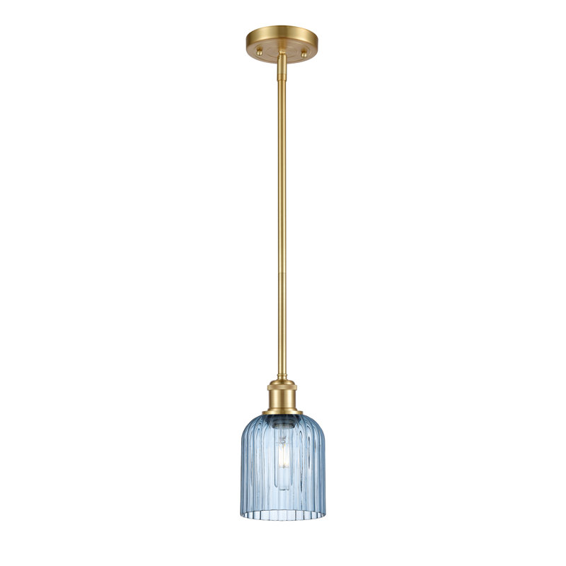 Luminaire suspendu 5 lumières Ballston Addeline, Or satiné, Bleu princesse