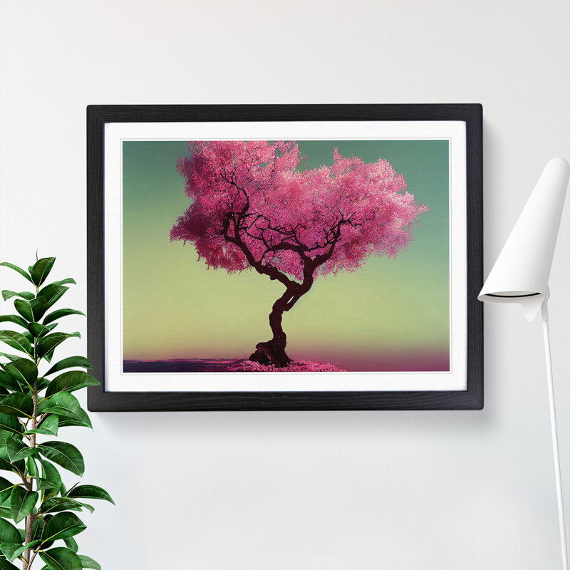 Brave Plum Blossom Tree - Single Picture Frame Print, Black Framed, 46cm H x 64cm W x 2cm D