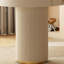 Bureau rectangulaire en bois manufacturé beige avec 3 tiroirs-109743178