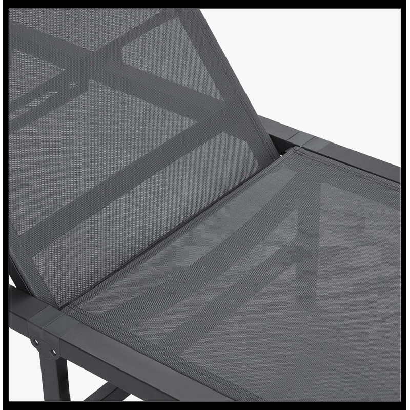 Chaise longue pour patio extérieur, chaise longue inclinable réglable à 5 positions, respirante et durable pour les bains de soleil, la piscine et la cour