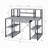 Writing Desk With One Drawer And 8 Open Compartment, Faux Concrete And Black-1280017100