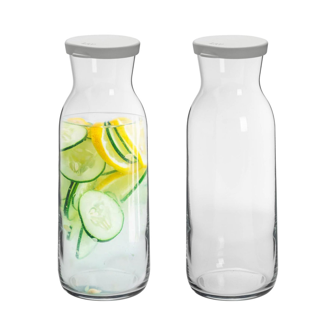Argon Tableware - Brocca Glass Carafes with Silicone Lids - 1.2 Litre - Clear