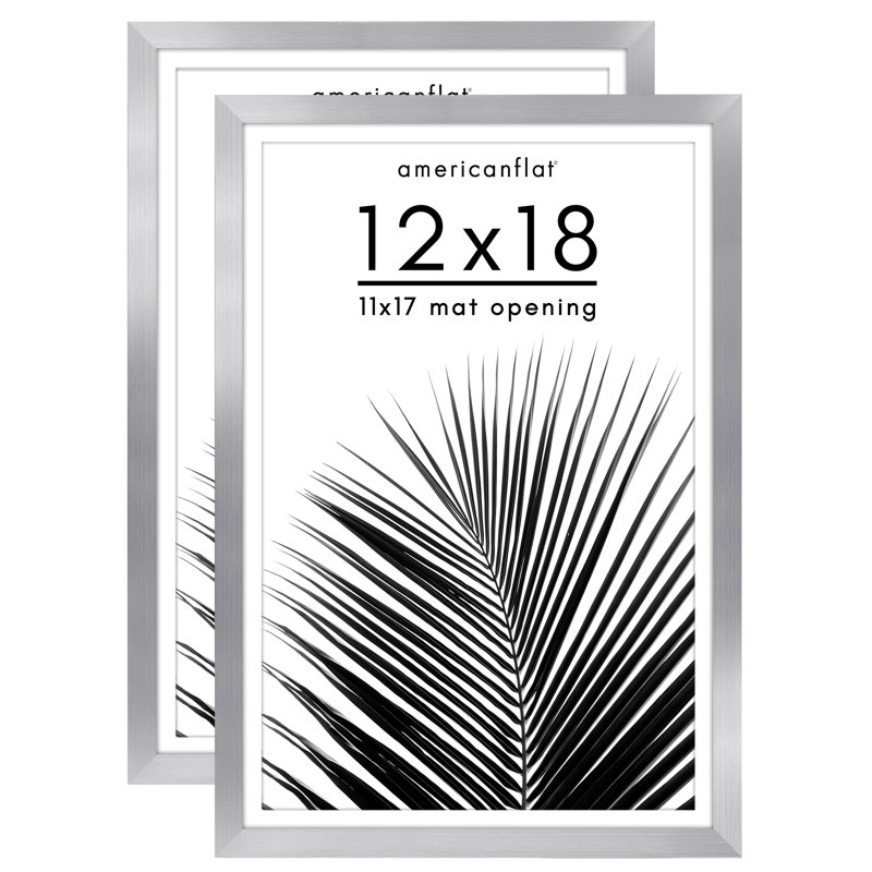 Cadre photo Americanflat - ensemble de 2 - cadre avec passe-partout - plexiglas poli, Argent argent