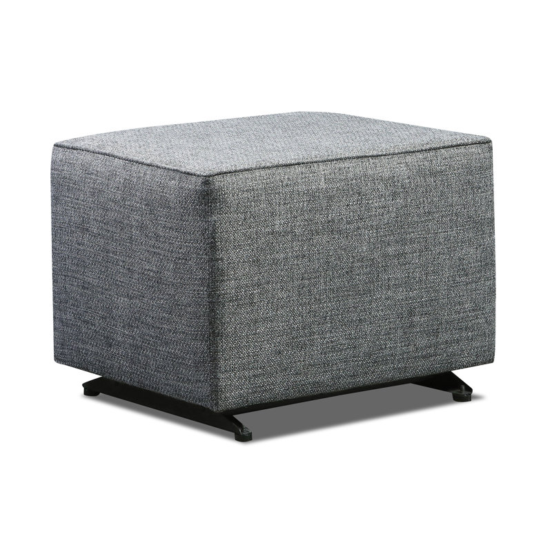 Page Gliding Ottoman With Brushed Graphite Fabric - Made In USA, Brushed Graphite Polyester