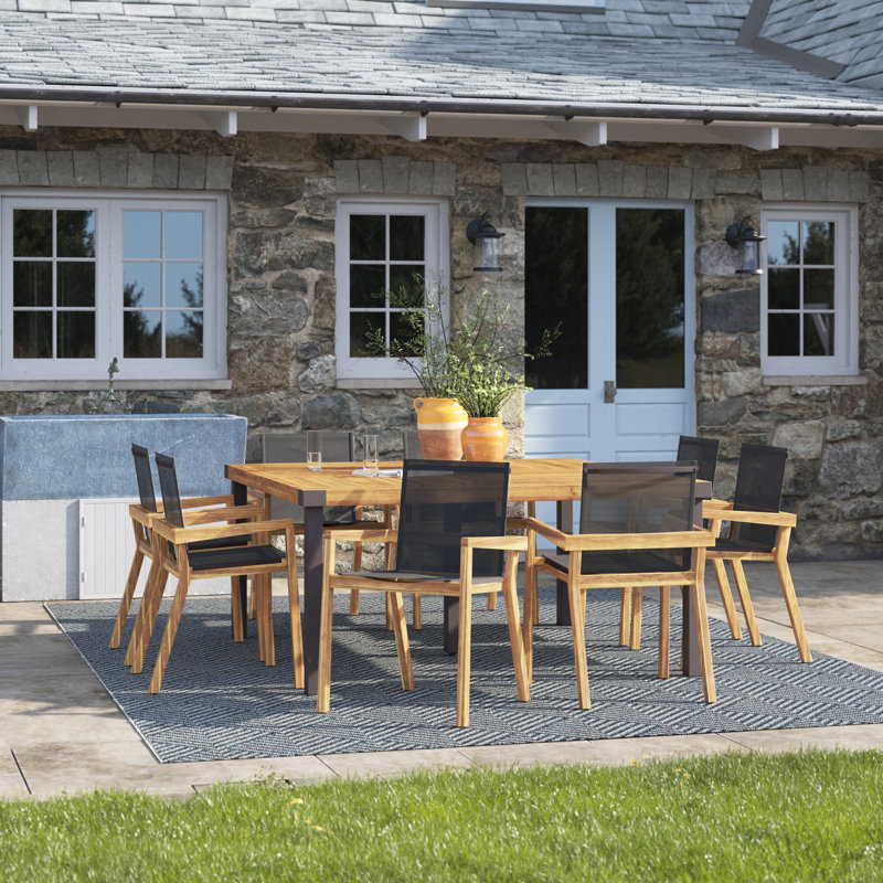 Christelle 8 - Person Acacia Patio Dining Set with Square Table