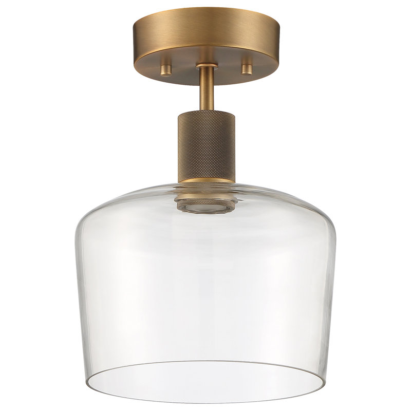 Aarian LED Semi-Flush - Clear Glass - Dedicated LED, Antique Brushed Brass