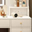 Meuble-lavabo blanc avec grand miroir, 6 tiroirs, 3 lumières chaudes et une tablette, 4 casiers de style américain