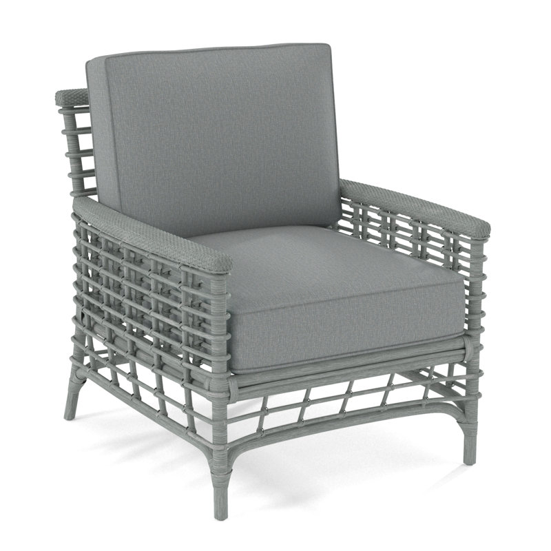 Luca Upholstered Armchair, Light Blue Performance Fabric; 0851-55, Pumice