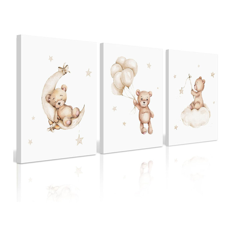3 Piece Wrapped Canvas Print, Brown