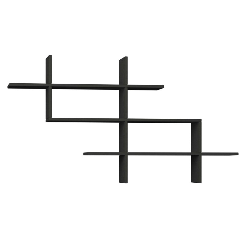 3 Tiers Wall Mounted Modern Bookcase Display Unit, Anthracite