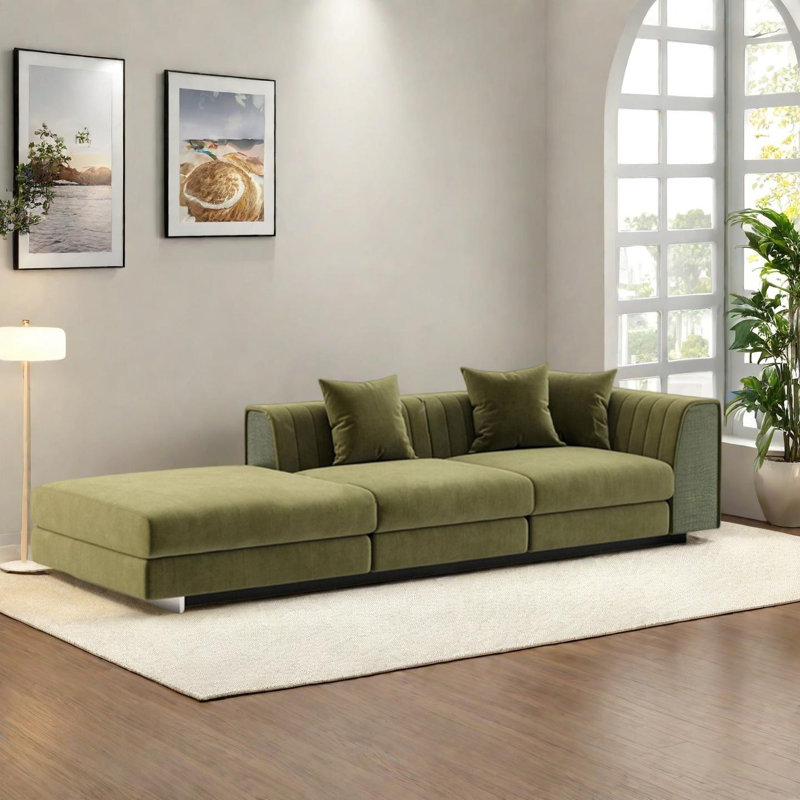 Chaise modulaire en bois massif, Orienté à droite, Vert