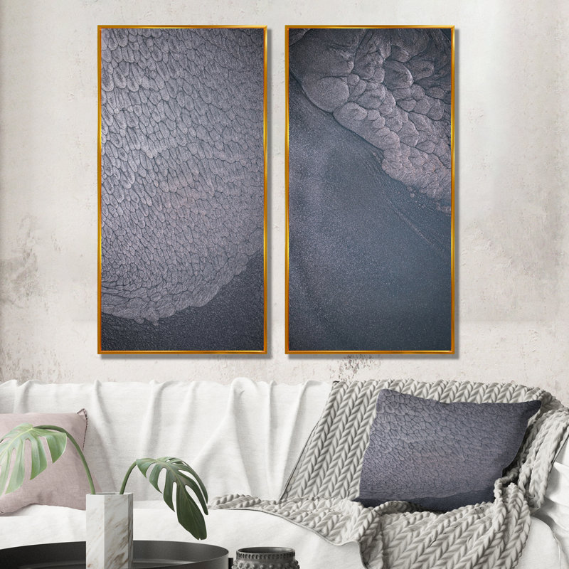 «Luxury Grey», impression sur toile 2 pièces, H 32 po x l 32 po x P 1 po, Cadre flottant doré
