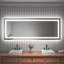 Miroir de salle de bain mural sans cadre, certifié UL, avec éclairage DEL antibuée, rétroéclairage et éclairage frontal.-91383714