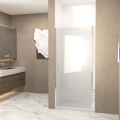 Matte Black Aluminum Frame 32X72 Inches Pivot Shower Door, 1/4" 6Mm  Tempered Glass, Raised Water - Blocking Strip, Shock Packaging 6Mm Glass Inches, Lightweight Frame, Stainless Steel Handle, Space
