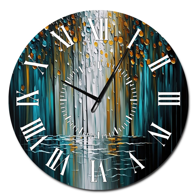 Abstrait, nature, arbres, peinture I - horloge murale moderne à face blanche, Surdimensionné