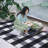 Non-Slip Checkered Plaid Area Rug For Living Room, Hallway Runner, Entryway Rug, Black/Gray/White-1464549456