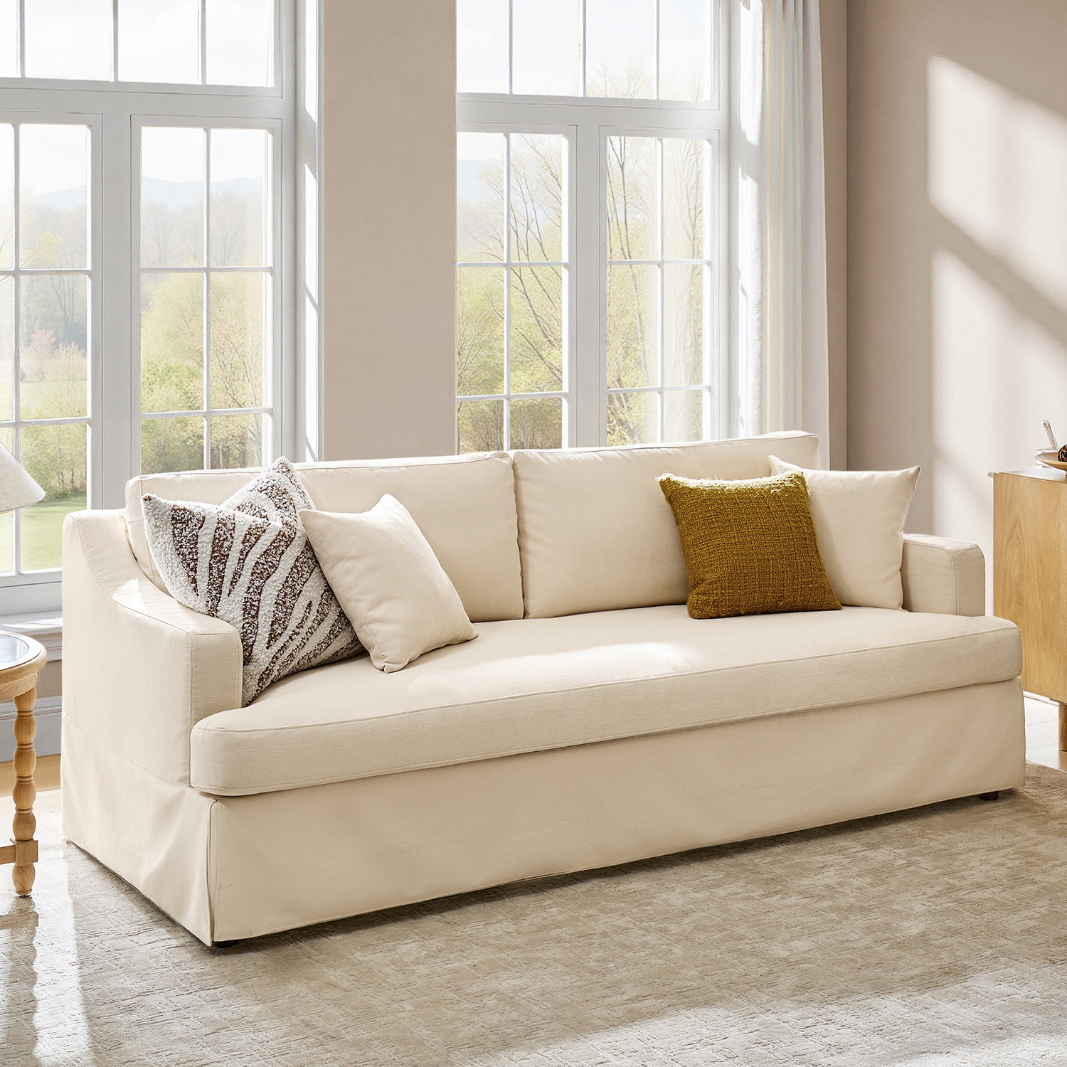 Lucie 88" Slipcovered Sofa, Linen