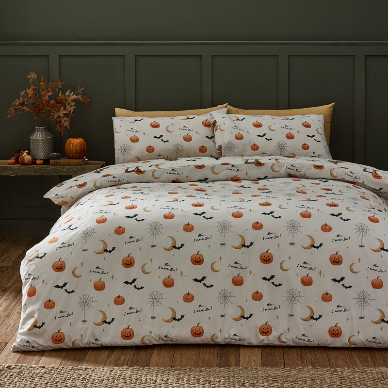 Halloween Highland Cow Reversible Duvet Cover Set, Kingsize Duvet Cover + 2 Standard Pillowcases