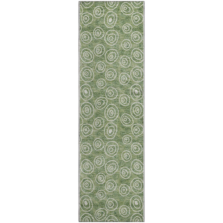 Premium Machine Washable Prisco Green Rug