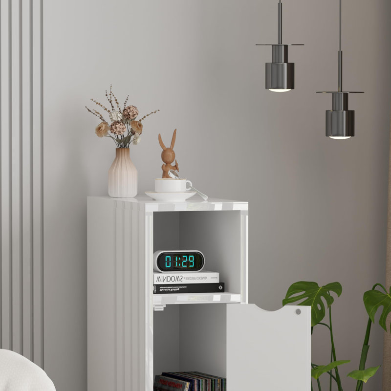 35cm W Manufactured Wood Bedside Table, White