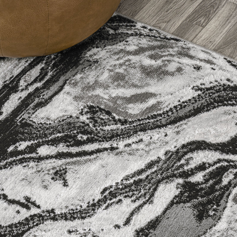 Tapis noir / ivoire Horfield, Rectangle 7 pi 8 po x 10 pi