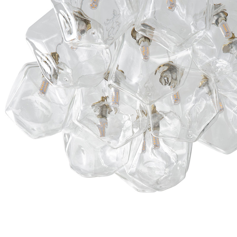 Lustre en verre poli 19 lumières à hauteur réglable, ampoules G9 à intensité variable, homologuées ETL, 19 lumières