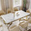 Modern White Faux Marble Dining Table with Double Pedestals Base Pre-Assembly-175376638