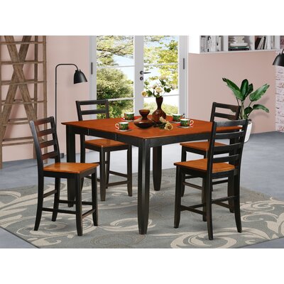 Teressa 5 - Piece Counter Height Butterfly Leaf Rubberwood Solid Wood Dining Set -  Alcott Hill®, AD3284713D264E32AD10CB69A49E4FD6