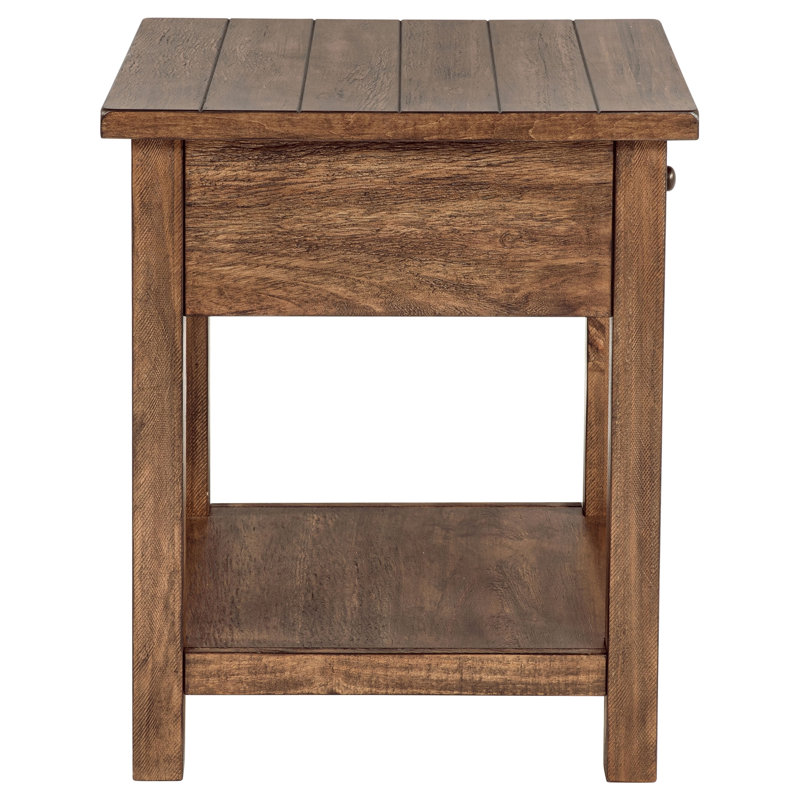 Table de bout avec 1 tiroir Castleton, Brun délavé