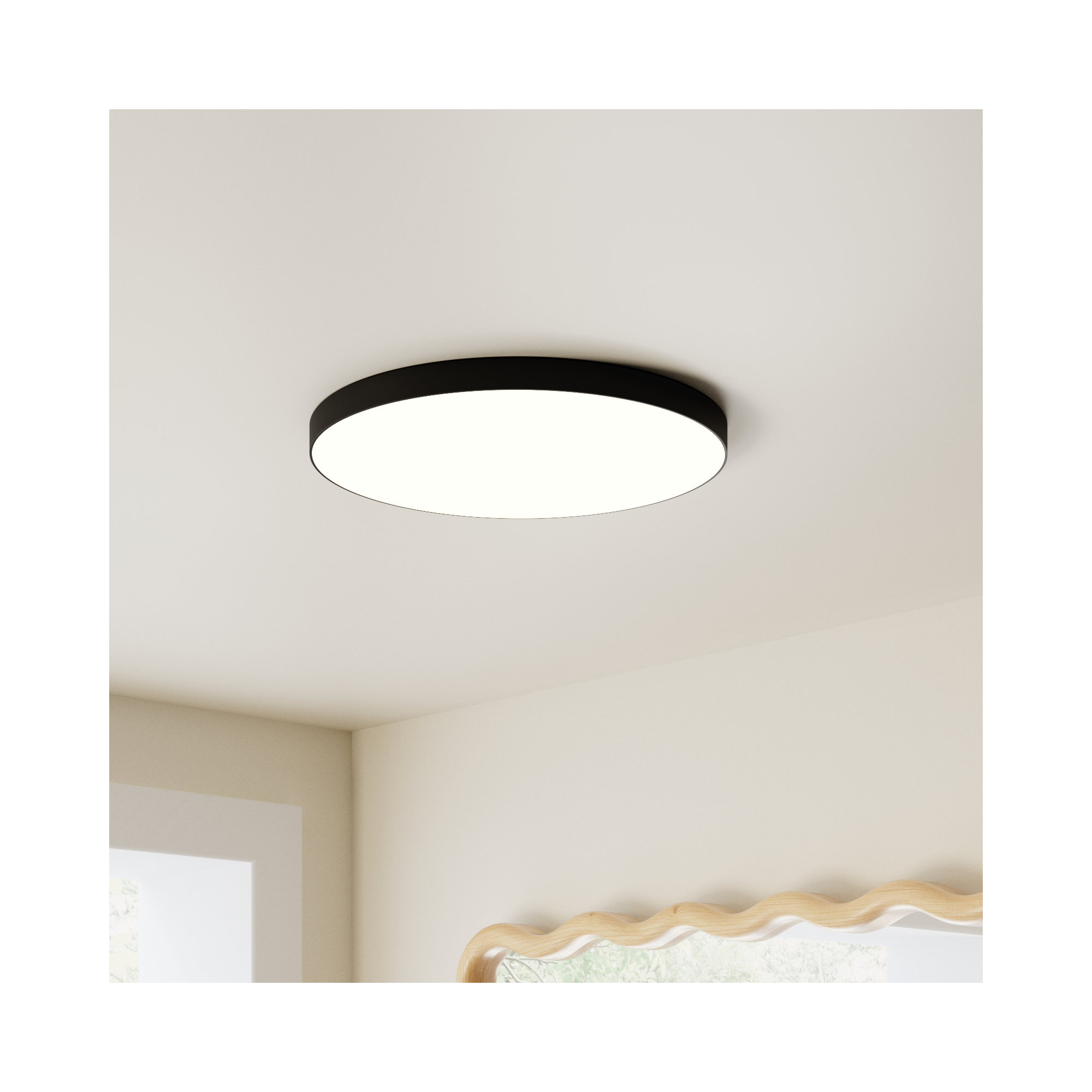 Warrenton Single Light Acrylic LED Flush Mount, Black, 0.75" H 11" W x 11" D