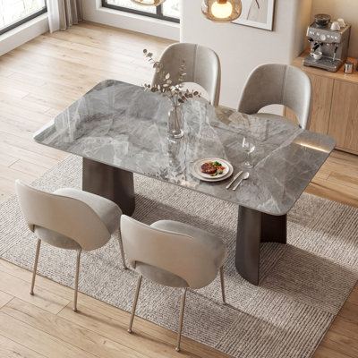 59.05"X31.49" Sintered Stone Gray Dining Table Top