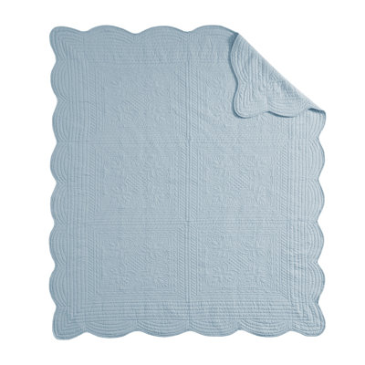 Oversized Quilted Throw With Scalloped Edges 60X72"