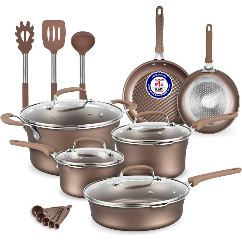 Golden 14-Piece Non-Stick Carbon Steel Cookware Set
