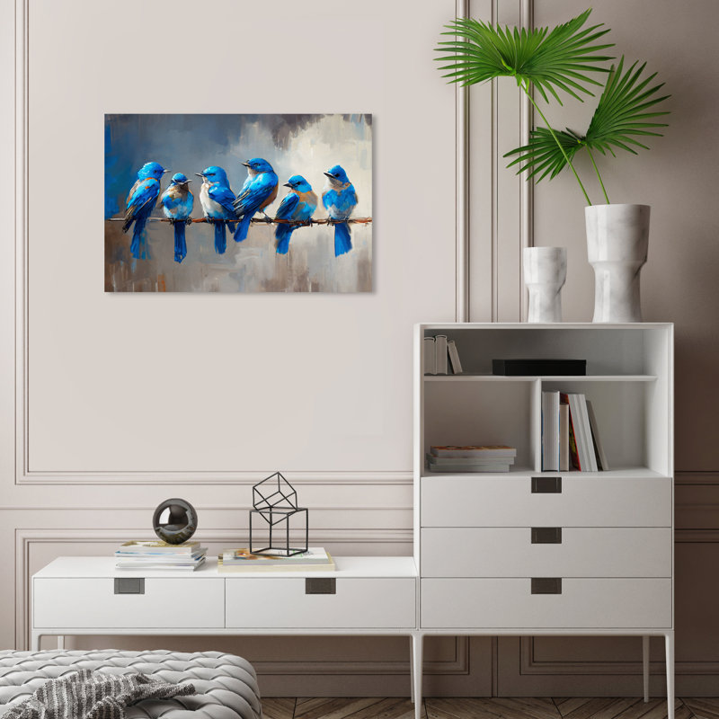 «Eriko Blue Birdies» par Wynwood Studio, H 16 po x l 24 po x P 0,8 po