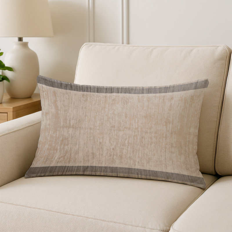 Coussin décoratif intérieur et extérieur Modern, Rectangle H 20 po x l 14 po, Ivoire / beige / taupe damassé