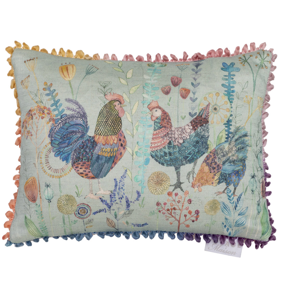 Bilbury Flock Animal Feathers Rectangular Lumbar Cushion With Filling