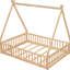 Lit double avec structure et garde-corps en bois naturel pour les nuits calmes-309115218-309115228