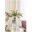 Vase rond en verre transparent de 32 cm de hauteur, orné de motifs botaniques bleus et dorés, grand vase décoratif pour fleurs
