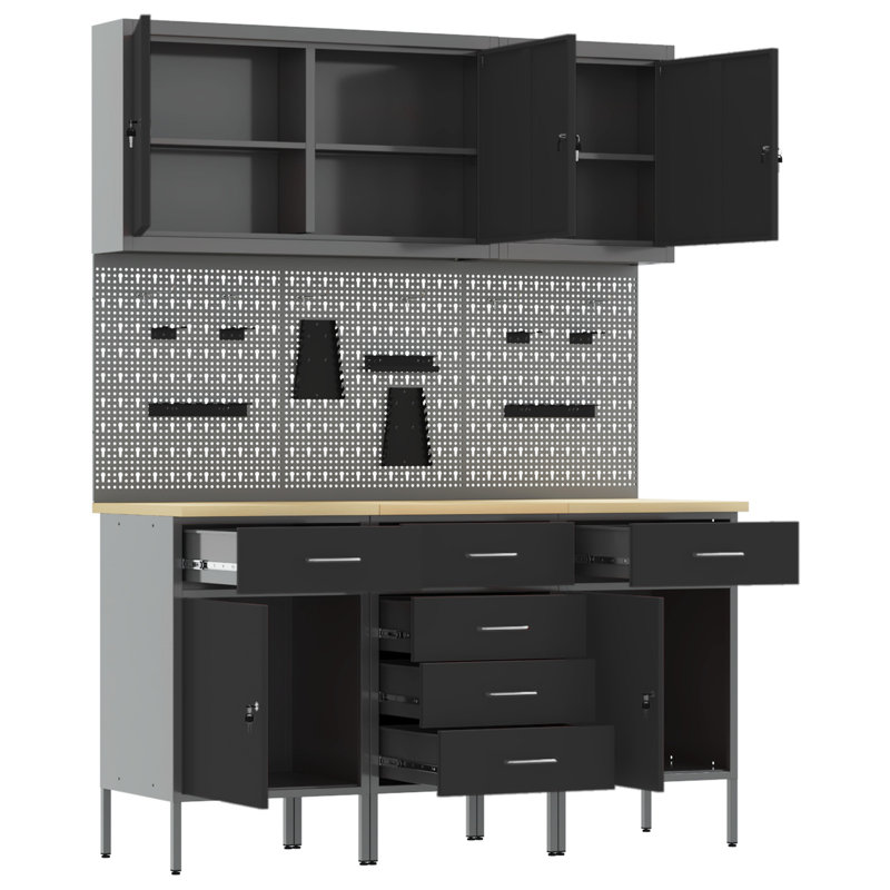 Work Cabinet with Drawer, Black