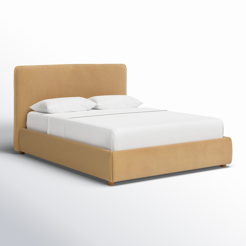 Callahan Upholstered Platform Bed, Queen, Light Brown Velvet