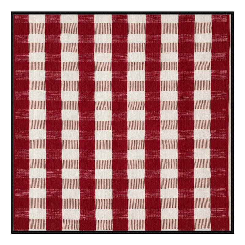 Washable Gingham Checks Farm Area Rug, Square 8'